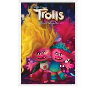 Trolls - Poster - Viva & Poppy + cadre amovible, Shinsuke® Maxi MDF blanc, vitre acrylique