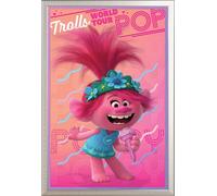Trolls - Poster - World Tour - Poppy + cadre amovible, Shinsuke® Maxi aluminium argenté, vitre acrylique