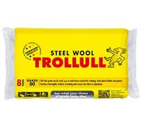 TROLLULL Laine d'acier | Fil de laine fine 00 peut être utilisé pour poncer le bois, nettoyer les stores en plastique et les meubles de jardin, et polir l'aluminium, 8 tampons de 200 g