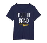 Trombone Fanfare Orchestre Musique Musicien Jazz Blues T-Shirt, Femme Grandes Tailles, Bleu Marine, 2X