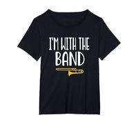 Trombone Fanfare Orchestre Musique Musicien Jazz Blues T-Shirt, Femme Grandes Tailles, Noir, 2X