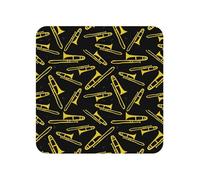 Trombone Noir et Jaune, aimants de réfrigérateur en Acrylique, Autocollants pour Tableau Blanc, pour la décoration de Cuisine et de Meubles,Carré