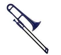 Trombone Professionnel Petit Trombone En Plastique ABS Instrument Laiton Plat Débutant Performance Dexamen De Qualité(Blue)