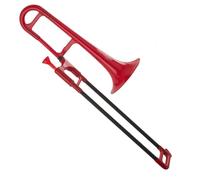 Trombone Professionnel Petit Trombone En Plastique ABS Instrument Laiton Plat Débutant Performance Dexamen De Qualité(Red)