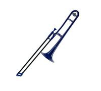 Trombone Trombone en plastique ABS instrument en laiton en si bémol idéal pour les débutants(Blue Plated)