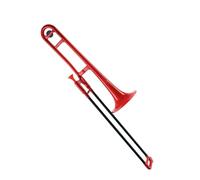 Trombone Trombone en plastique ABS instrument en laiton en si bémol idéal pour les débutants(Red Plated)