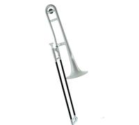 Trombone Trombone en plastique ABS instrument en laiton en si bémol idéal pour les débutants(White Plated)