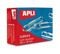 Trombones - APLI - 32 mm - Acier galvanisé - Boîte de 100 - Métallique