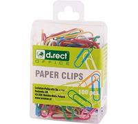 Trombones de couleur D.RECT 28mm 100 pièces dans une boîte en plastique
