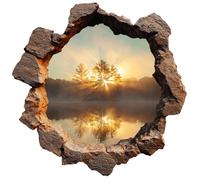 Trompe l’œil mural brèche 3D Paysage à travers les rochers 60x60