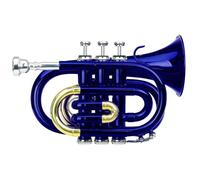 Classic Cantabile Brass TT-400 Trompette de Poche Sib bleue, Perce: 11 | Matériau: laiton, Diamètre du pavillon: 93 mm, 8 mm, Accord: Sib, Couleur: revêtement bleu, Revêtement bleu, Pavillon: 93 mm