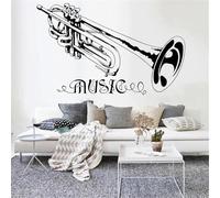 Trompette créative noire Autocollant mural Musique Studio Studio Autocollant décoratif mural Autocollant Chambre des enfants