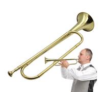 Trompette de cavalerie en laiton - Klaxon de portable de 47,7 cm | Instrument de musique en laiton si plat | Trompette standard rétro pour école, orchestre, défilé