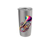Trompette De Corne D'instrument De Trompette Pop Art Coloré Gobelet isotherme en acier inoxydable double paroi