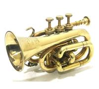 Trompette de poche en laiton antique vintage avec 3 valves