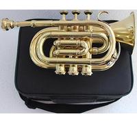 Trompette de poche en si bémol en laiton brillant avec sac 7C embouchure