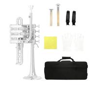 Trompette de poche standard avec embouchure, gants, sangle, étui pour instrument de musique en laiton, démarreur durable avec gants de protection, tissu et étui portable pour l'apprentissage et