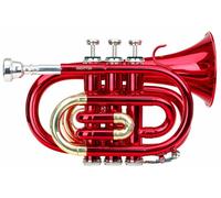 Trompette Instrument a vent Cuivre de Poche Rouge Tonalite Bb 3 Valves Etui Set