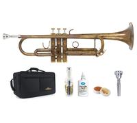 Trompette Jazz Bb en Laiton Antique Laque Transparent Gravé 3 Piston Complet Set