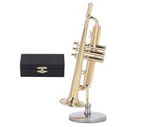 Trompette Miniature, modèle de Trompette en Laiton avec Support et étui, réplique d’Instrument de Musique exquise pour la décoration de Bureau ou d’étagère (3,54 Pouces)