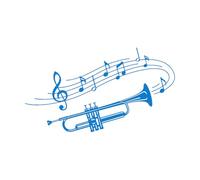 Trompette Musical Stickers Muraux Pépinière Chambre D'enfants Instrument Notes De Musique Vinyle Sticker Mural Salon Cuisine Décoration Petit - 32x57 cm