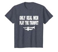 Trompette - Musique Jazz Orchestre de Fanfare T-Shirt, Enfant, Bleu Chiné, 2 Ans