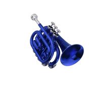 trompette pour Débutants Mini trompette de poche bleue instrument à vent plat en laiton Bb