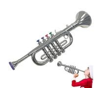 Trompette pour Enfant - Instrument À Vent Trompette Métallisée, Instrument De Musique Enfant, Instruments De Cuivre Éducatif avec 4 Touches De Couleur, Jouet De Trompettes Musical Éducatif
