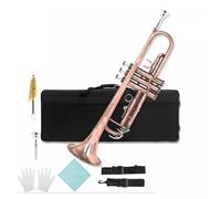 Trompette Professionnelle Instrument Ensemble De Trompette En Si Bémol Pour Débutants Avec Gants En Cuir Instrument En Cuivre(Red antique)