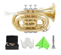 Trompette Professionnelle Instrument Mini Trompette En Si Bémol Instrument En Laiton Pièces Durables Avec Gants Et Étui De Transport