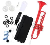 Trompette Professionnelle Instrument Trompette Rouge En Laiton Pour Débutants Avec Étui Rigide Gants Pièces Et Accessoires