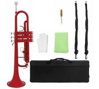 Trompette Professionnelle Instrument Trompette Rouge En Si Bémol Instrument En Laiton Professionnel Gants Durables Sangle Boîte Accessoires