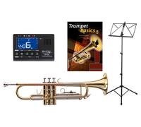 Trompette Sib Debutants 3 Piston Laqué Laiton Set Coffret Embouchure Pupitre
