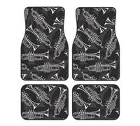 Trompettes à Croquis Noir et Blanc,Lot de 4 Tapis de Sol pour Voiture, Tapis de Sol antidérapants pour véhicule