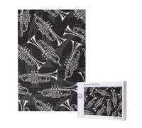 Trompettes à Croquis Noir et Blanc,Puzzle Familial en Bois de 1 000 pièces pour Adultes et Adolescents