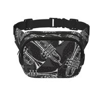 Trompettes à Croquis Noir et Blanc,Sac Banane carré Double Couche, Sac de Poitrine