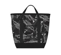 Trompettes à croquis noir et blanc,Sacs à lunch isothermes de grande capacité pour femmes et hommes