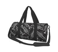 Trompettes de Croquis Noir et Blanc, Sac de Voyage de Grande capacité, Sac à Main Rond, Sac de Voyage de Sport, fourre-Tout, Sac de Fitness