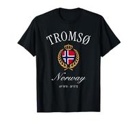 Tromso Norvège Drapeau Couronne Voyage Souvenir Coordonnées T-Shirt