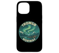 Tromso Norvège Norvégienne Northern Lights Snow Retro Oslo 47 Coque pour iPhone 15