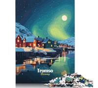 Tromso, Norvège Puzzle Nocturne : Un Puzzle en Carton de qualité supérieure, Stimulant et Stimulant, pour Adultes, Cadeau de Noël, 1 000 pièces (75 x 50 cm)