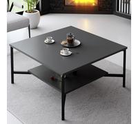 Tromso table basse industrielle carrée noire