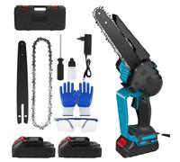 Tronçonneuse à balais - 21 V, tronçonneuse sans fil portable de 20 cm, 2 batteries et 1 chargeur, 15 000 tr/min, 2 000 W