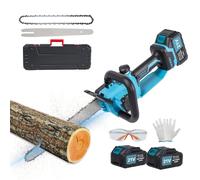 Tronconneuse a Batterie 12 Pouces,2x3000mAh Batterie Tronçonneuse Électrique sans fil,15m/s,30000RPM,Graissage Automatique et Chaîne Remplacement,1800W Élagueuse Sans Fil pour l'Élagage et le Jardin