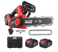 Tronçonneuse à Batterie 12 Pouces,TEENO 1200W Tronçonneuse Électrique sans Fil,Moteur Brushless,2 Batteries 4.0 Ah & Chargeur