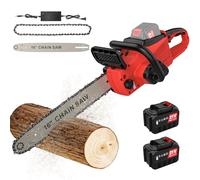 Tronçonneuse à Batterie 16 Pouces, Professional Tronçonneuse sans fil 2000W, Lubrification Automatique, Vitesse de chaine 18m/s, 2 Batterie, pour le travail du bois et le jardin (A)