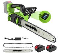 Tronçonneuse À Batterie 16 Pouces Sans Fil 2200W Avec Écran LCD, Huile Automatique, 2 Batteries , Chaîne Rapide Et Frein De