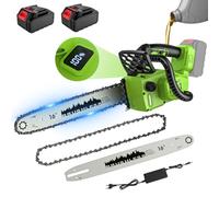 Tronçonneuse à Batterie 16 Pouces, Tronçonneuse Électrique Sans Fil 2200W avec 2 x 4,0Ah, Système de Double Protection, Écran LCD, Lubrification Automatique par Pompe à Huile pour Jardin