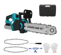 Tronçonneuse à batterie avec écran numérique, compatible avec batterie Makita 18 V, tronçonneuse électrique sans balais de 12 pouces avec chaîne, gants, lunettes et valise, pour branches d'arbres et