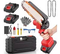 Tronconneuse a Batterie Mini - 800W Coupe Branche Électrique Scie Sans Fil petite Elageuse Chainsaw 6 Pouces avec 2 Batteries 3 Chaînes l'Élagage Outils Jardin Cour Bois Model 030